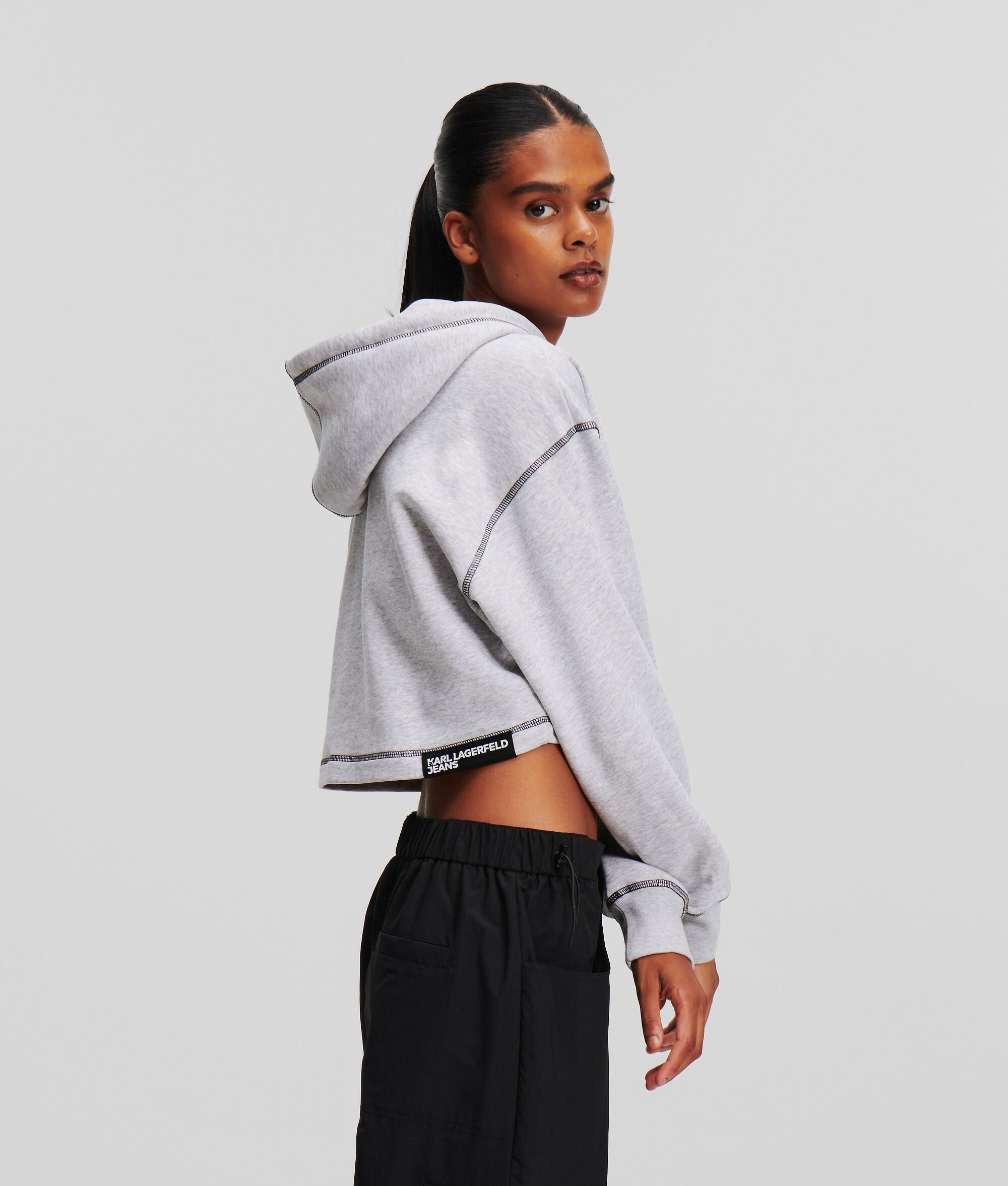 (image for) Cost-Effective KLJ CONTRAST STITCH CROPPED HOODIE